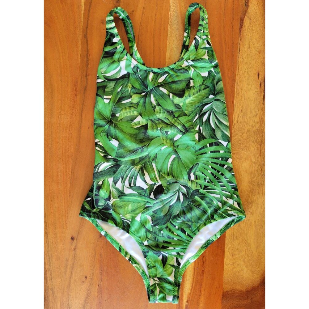 Milly Minis Tropical Print One Piece Swimwear Beach Made in USA  7/8Y Jungle